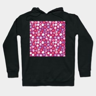 MAGENTA PINK PURPLE RETRO FLORAL FLOWERS VINTAGE SIXTIES Hoodie